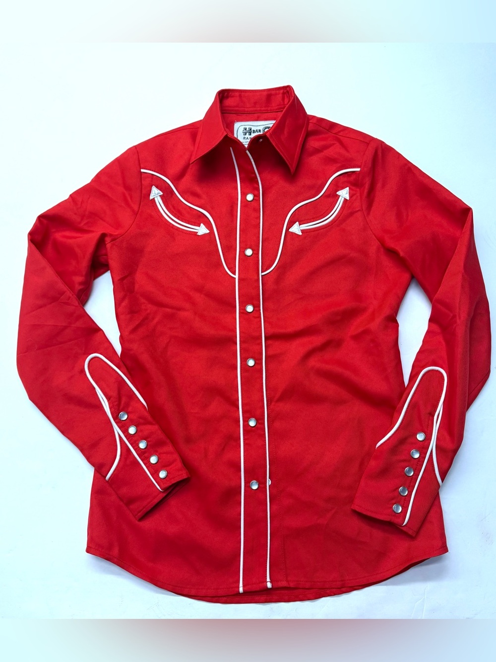 H Bar C Red San Fernando Western Style Shirt Pearl Snaps Piping Cowgirl Ranch